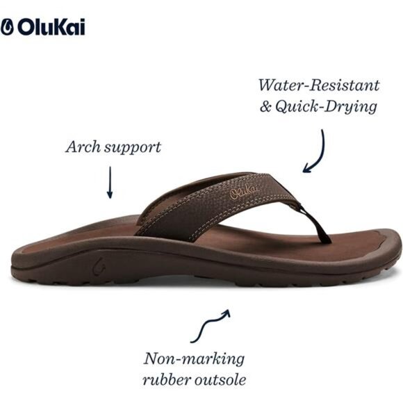 Men's Beach Sandals, Quick-Dry Flip-Flop Slides, Water Resistant & Lightweight - Picture 4 of 7